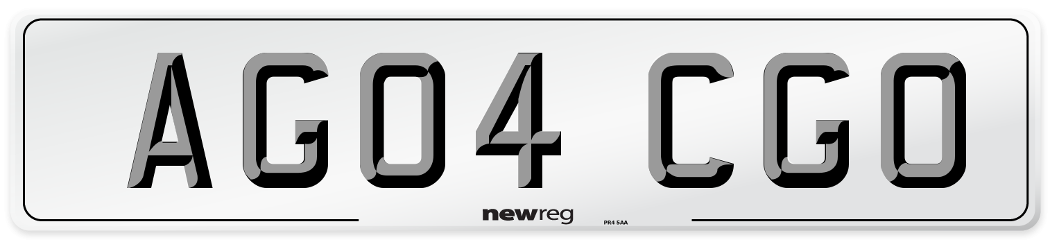 AG04 CGO Number Plate from New Reg